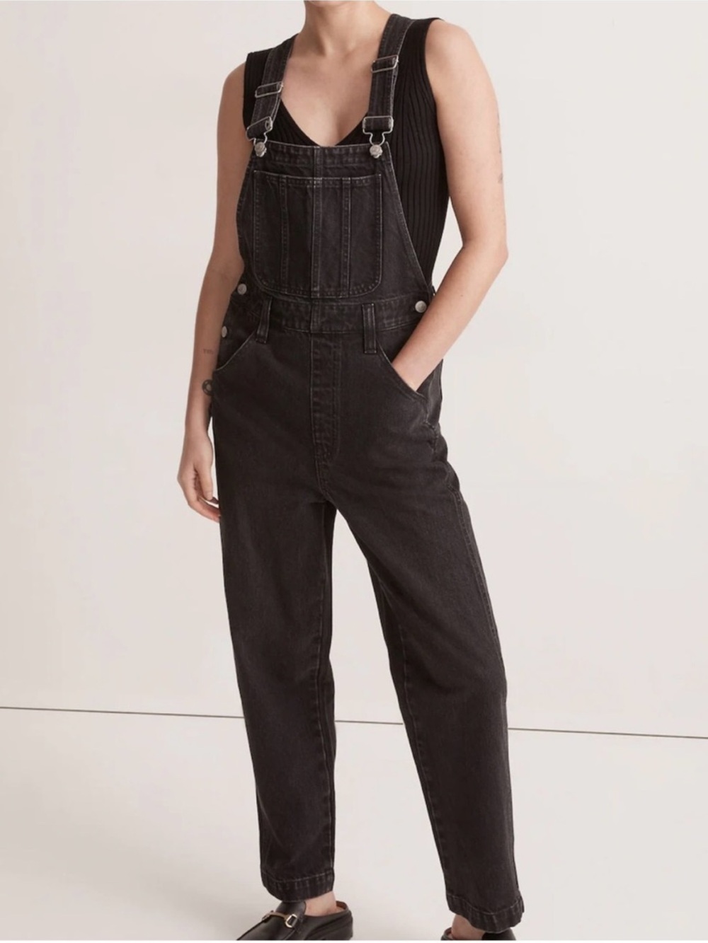 Black Denim Women's Overalls - Relaxed Fit Jeans